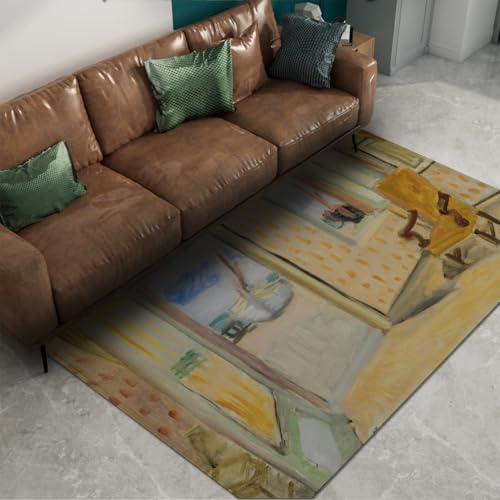 Tapis lavable et antidérapant jaune Matisse 100x150cm pour salon - 6