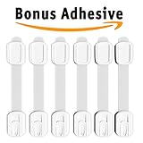 Baby Proofing Child Safety Locks | Refrigerator and Cabinet Lock | Child Proof Drawers, Appliances, Toilet Seat, Dishwasher | Bonus 3M Adhesive Included | No Drilling | 6 Pack White by BC Family Goods