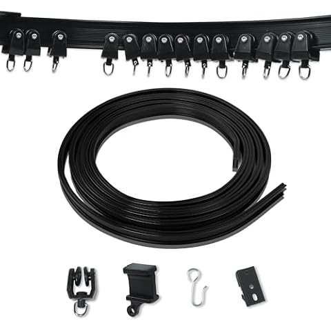 Saveyon Flexible Ceiling Curtain Track, Enhance space with ceiling-mount rail & track curtain system, Room Divider, Ceiling Curtain Rod, RV Ceiling Track for Curtains, (Black,16.4FT) Cover