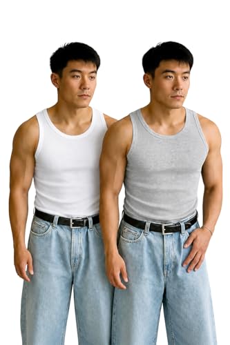 Image of Rockwell Men's Premium Cotton Vest - Sleeveless Gym Undershirt | Breathable, Stretchable & Skin-Friendly Innerwear for Everyday Comfort | Pack of 2 |301