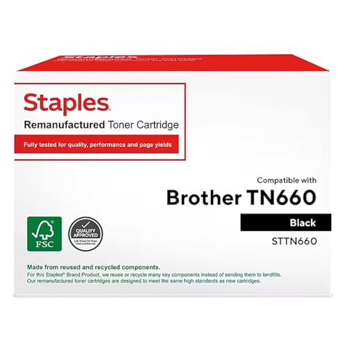 Brother TN-660 toner noir Staples résout les impressions pâles avec sa poudre haute densité