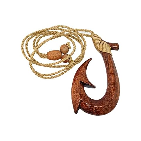 Zero Gravity Hawaii Hawaiian Jewelry Large Koa Wood Fish Hook Necklace Cover