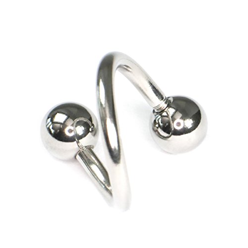 ツイスト スパイラル 14GA(1.6mm) サージカルステンレス 14GA(1.6mm)_内径10mm_ボール5mm
