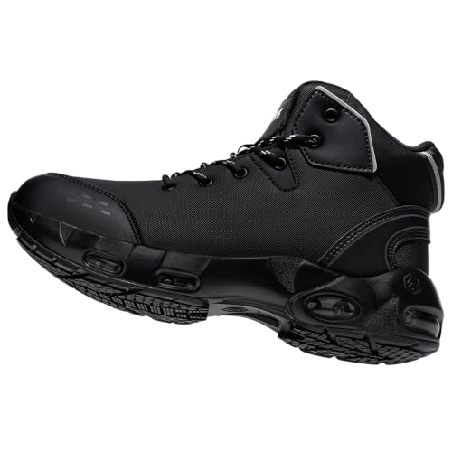 LARNMERN Mens Boots Non Slip Resistant Work Shoes Sole-Cushion Service Water Resistant Botas Hiking Hombre Zapatos de Trabajo Black 9