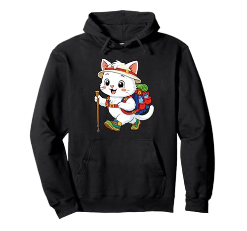 Cat Backpacking Mountain Outdoor Hiking Animals Pullover Hoodie