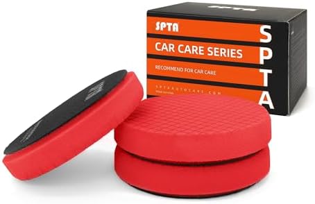 SPTA 3tlg Rot T10 Polierschwamm mit Polnisch beenden, 150mm Polierschwämme Wachs Schwämme Auto Polierpad Polieren Pad, Polierschaum Set für Exzenter Poliermaschine Schleifmaschine