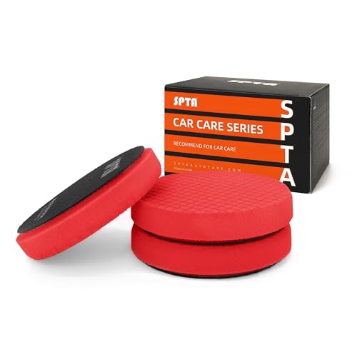 Red T10 Ultra-Fine Finishing Polishing Pad, SPTA 3Pcs 6.5 Inch Face for 6 Inch 150mm Backing Plate Compound Buffing Sponge Pads for Car Buffer Polisher Compounding, Polishing and Waxing -X00224R6B3