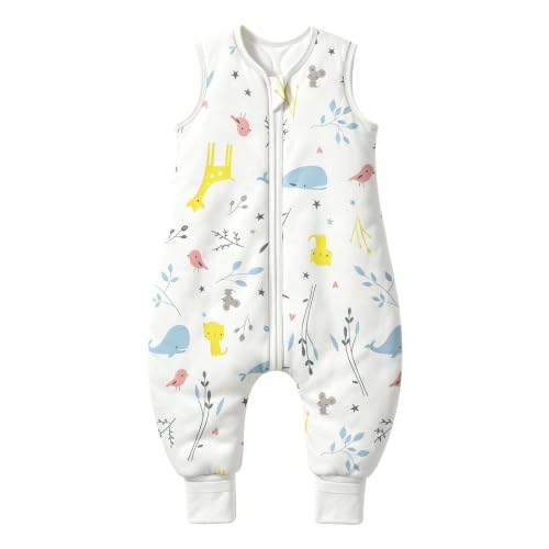 Mosebears Sacco Nanna con Piedini Invernale 2,5 Tog 6-18 Mesi Tutto l'anno Sacco Nanna in Cotone Traspirante per Neonati e Bambini