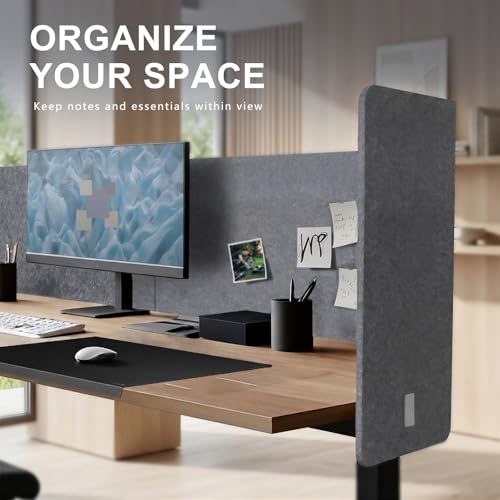 Image of Desk Privacy Panel,2PCS L-Shaped Clamp-On Office Desk Divider,2-in-1 Adjustable Acoustic Desktop Partition Or Under Desk Modesty Panel,for Office,Home,Felt (Grey, 47.2 inch x 15.7 inch)