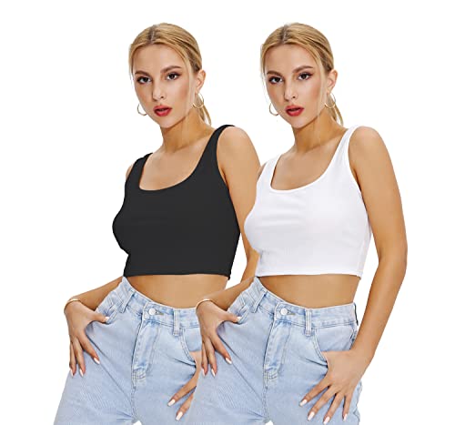 Image of Shasmi Women Crop Top, Ribbed, Stylish Tank Top, Soft and Comfy Fabric has Some Stretch