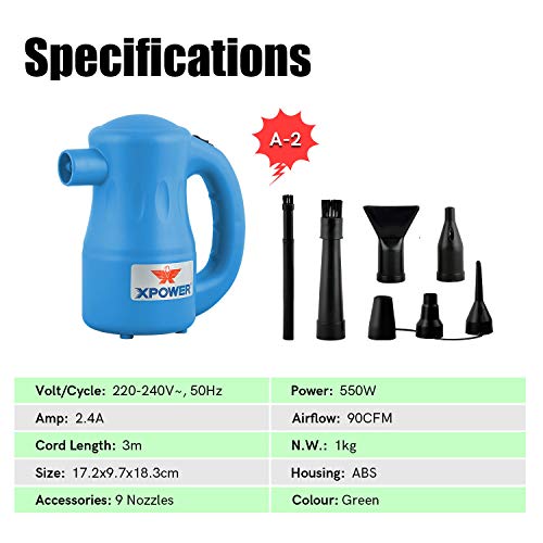 Image of XPOWER A-2 Multi Electric Computer Duster Dryer Air Pump Air Spray Blower (Blue)