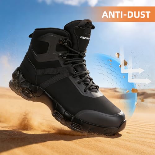 Image of Military Tactical Boots Men Wide Waterproof 6 Inches | Non Slip Side-Zip Combat Hiking Work Boots Lightweight Durable