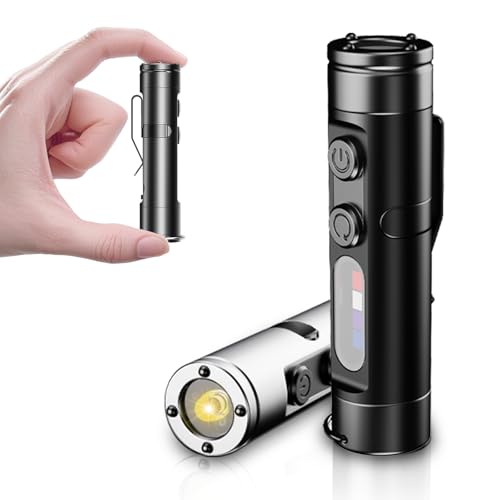 K2 Mini Flashlight 6-in-1 Rechargeable Keychain Torch, 500 Lumens COB Light with UV, Magnetic Base, Window Breaker, Compact EDC Survival Tool for Camping, Car, Travel & Gift