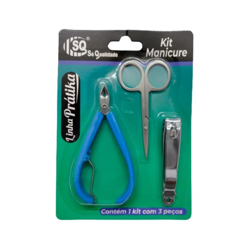 Kit Alicate de Cutícula Tesoura e Cortador de Unha Manicure Pedicure 3 Peças