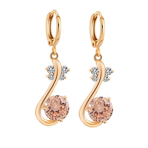 ZQHWYZ 14K Gold Earrings for Women, Hoop with Round Moissanite Butterfly Dangle Earrings for Women Gold