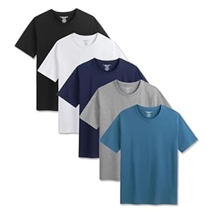 Mens T-Shirt 5 Pack Multicoloured Short Sleeve Shirts for Mens Tee Crew Neck Cotton Shirts – Lightweight and Comfortable – Size S-4XL