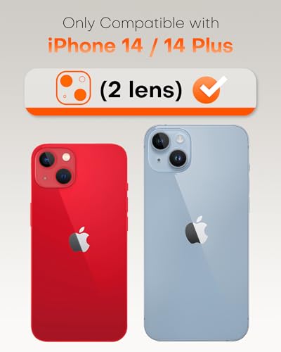 Image of TOCOL Camera Lens Protector for iPhone 14 / iPhone 14 Plus Tempered Glass HD Individual Scratch Resistant Camera Cover Accessories Case Friendly 2 Pack(Red)
