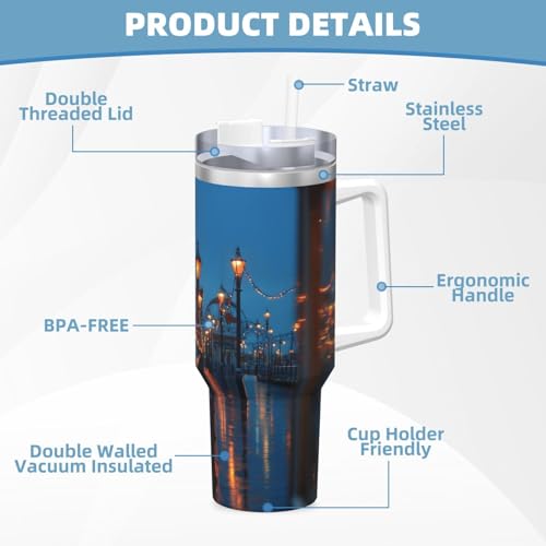 Vaso térmico de acero inoxidable 40oz con asa y sorbete miniatura 6