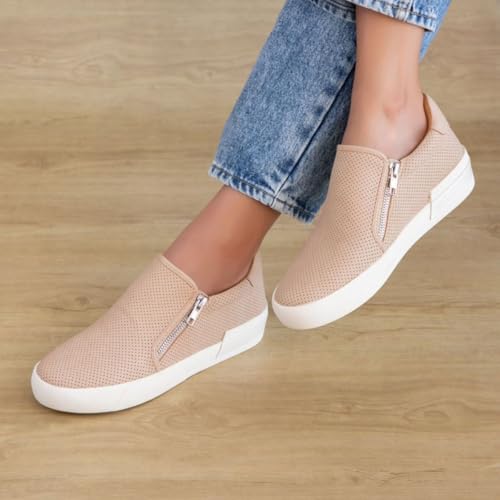 Zion Fashion Sneaker, Perforated Leather, Side Zip, White Platform Sole, Low-Top, Casual2