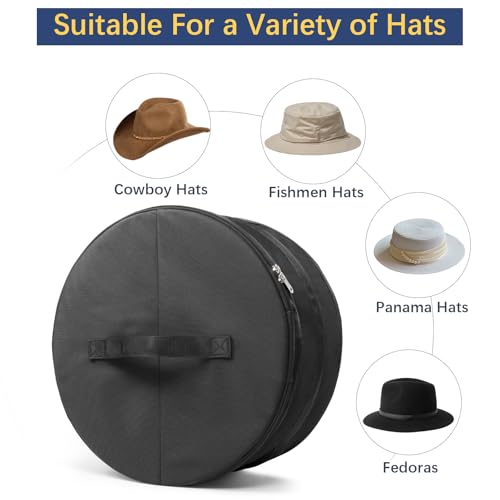 WOMACO Hat Box for Travel, Hard Shell Hat Storage Case for Cowboy Hat, Collapsible Hat Organizer Bag with Handle and Shoulder Strap (Black, Large) by WOMACO - Image 4