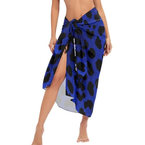 Funda para traje de baño con patrón de leopardo negro y diseño de mameluco lindo