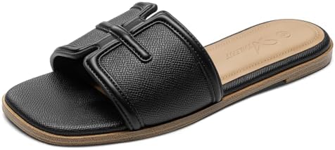 Athlefit Flat Sandals for Women Dressy Summer Square Open Toe Com...