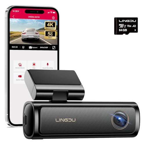 LINGDU AM100 5G WiFi Dash Cam Front, 4K Dash Cam for Cars with ADAS