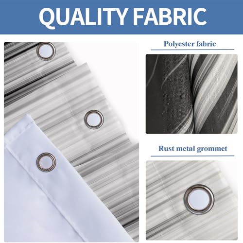Image of AAtter Black and Grey Shower Curtain White Gray Silver Abstract Ombre Goth Gothic Art Aesthetic Men Extra Long XL Large Fabric Home Bathroom Decor Bathtub Set with 12 Hooks, 72x84, Modern