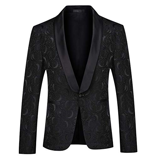 Veste Tuxedo Homme en Jacquard Premium et Revers Châle pour Costume de Gala Noir