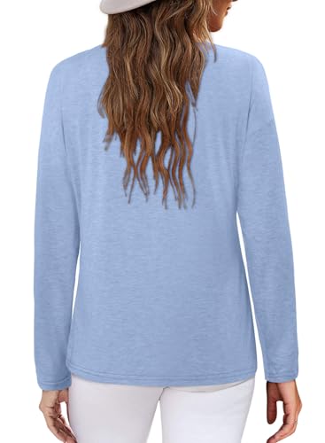 ONLYSHE Women's Casual Striped Long Sleeve Tops Crew Neck Knit Basic Loose Fit T Shirts Fall Fashion Tunic Outfits