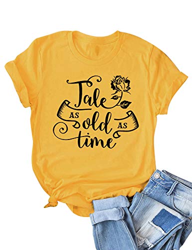 STYLEIE Women Tale As Old As Time Tee Tops Letter Graphic Tees Short Sleeve Vintage T Shirts