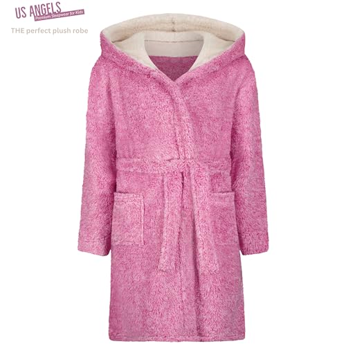 Image of US Angels Plush Robe For Girls- Plush Winter PJ Robe With Pockets, Hoodie & Belt- Ultra-Soft Bathrobe