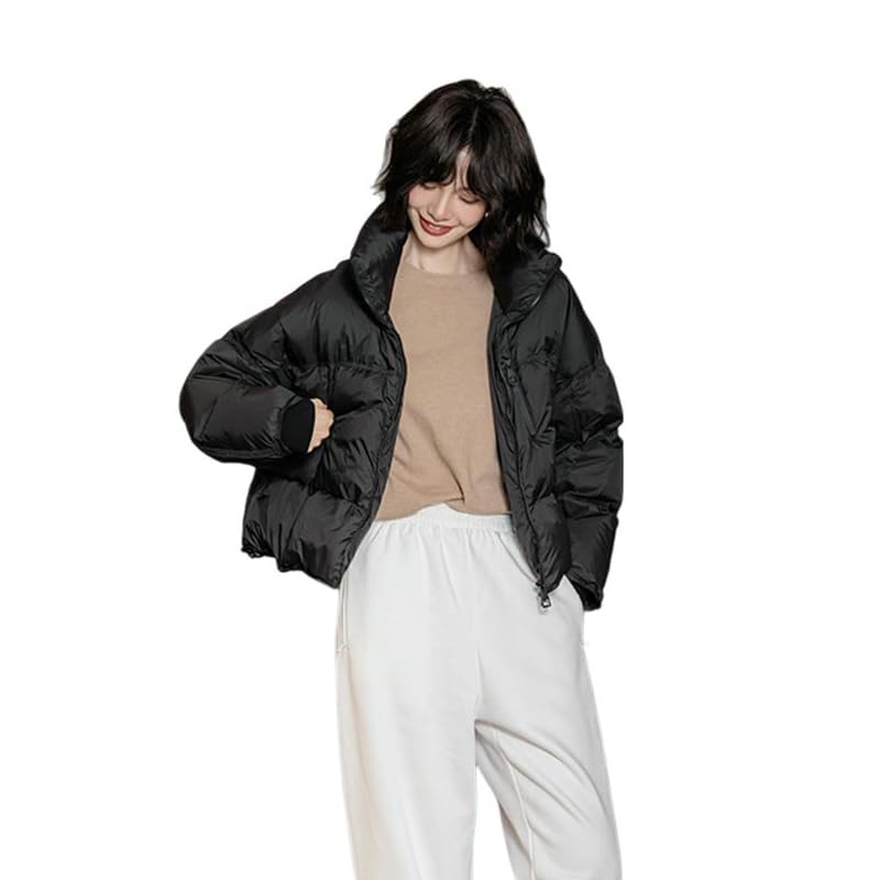 Doudoune courte pour femme col montant veste d'hiver style coréen décontracté épais