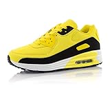 FiveSix Herren Damen Sportschuhe Dämpfung Sneaker Laufschuhe Schwarz/Gelb-M EU 43