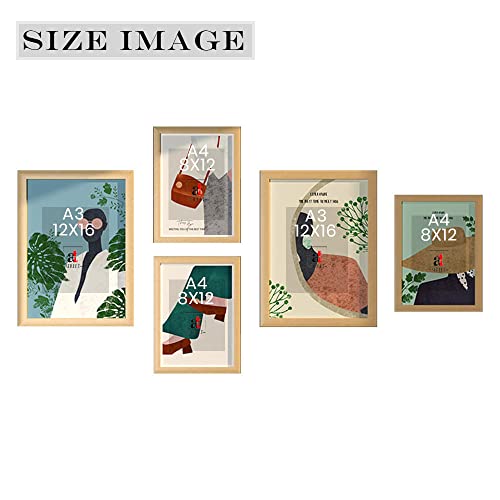 Image of PAINTINGMANTRA Wall Decor African Lady Set of 5 Framed Art Prints Gallery Paintings for Home, Bedroom, Living Room & Office (Size - 2-12 x 16 & 3-8 x 12 Inches)