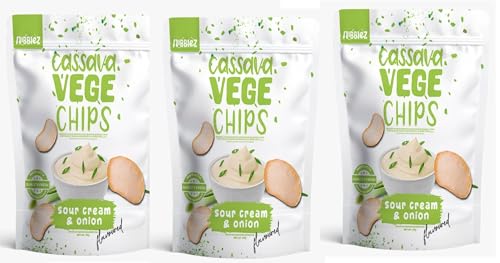 Image of Nibblez Cassava Vege Chips 40g | Sour Cream & Onion Flavoured (Pack of 3)
