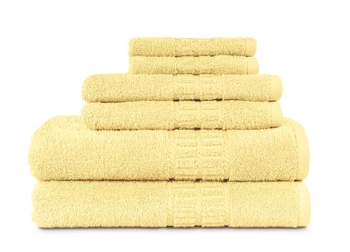 MyPillow MyTowels 6 Piece Set - 100% Cotton Soft Absorbent Towels for Bathroom 2 Bath Towels 2 Hand Towels 2 Washcloths [ 6-Piece Set Amber]