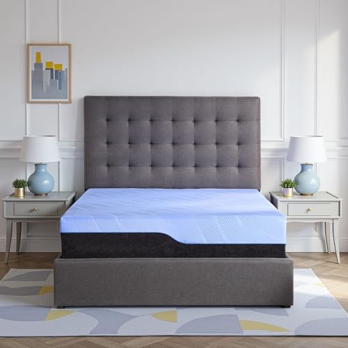 Bridgevine Home Refresh 6-Layer Hybrid Latex Foam and Coil Mattress, 12 inches, Mattress-in-a-Box, Twin Size, Blue Ice Cover