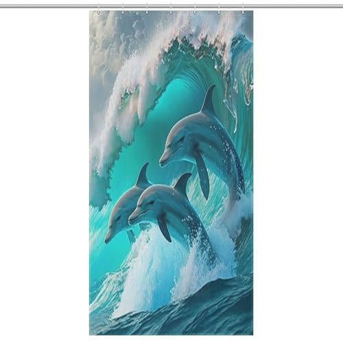 Rideau de douche dauphin en polyester imperméable et lavable dimensions 92x183cm - 7