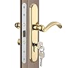 MaxxGeek Storm Door Handle Accessory Set fit Pella Storm Door Handle Replacement Part, with Key and Lock Cylinder (Polished Gold)