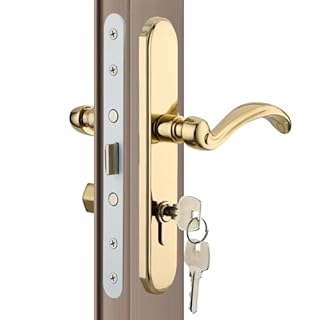 MaxxGeek Storm Door Handle Accessory Set fit Pella Storm Door Handle Replacement Part, with Key and Lock Cylinder (Polished Gold)