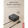 Lenovo USB-C 65W Wall Charger - PD 3.0 - Power Adapter for Laptop, Tablet, Notebook, USB-C Compatible Devices - Slim, Light and Portable with 6.5 Foot Cable - Black