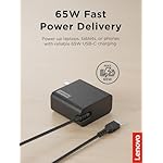 Lenovo USB-C 65W Wall Charger - PD 3.0 - Power Adapter for Laptop, Tablet, Notebook, USB-C Compatible Devices - Slim, Light and Portable with 6.5 Foot Cable - Black - Image 3