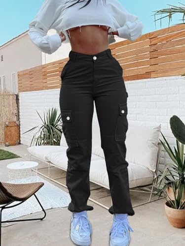 Cargo Pants for Women High Waisted Casual Pants Work Pants Baggy Stretchy Straight Leg Pants3
