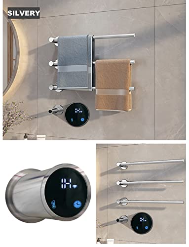 Calentador de toallas eléctrico de 4 barras con temporizador y control de temperatura de pared 6