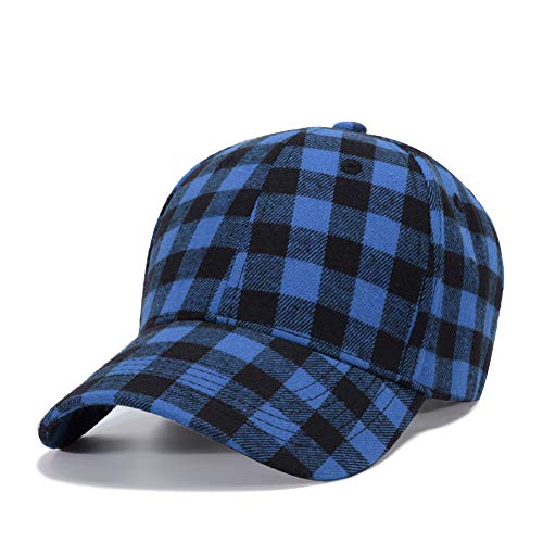 Casquette de baseball en coton premium bleu style plaid pour homme femme