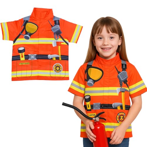 JYNVO Disfraz de Bombero para Niños, Disfraz Bombero para Niños, Adecuado para Disfraces, Educación Sobre Simulacros de Incendio, Navidad