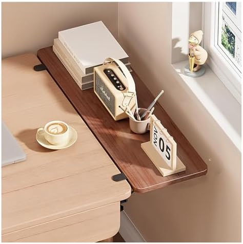 Ergonomic Desk Extension No Drill Clamp Floating Folding Table Hinged Leaf Table Armrest Shelf Computer Desk Extension (Teak Color 60x25cm 2)