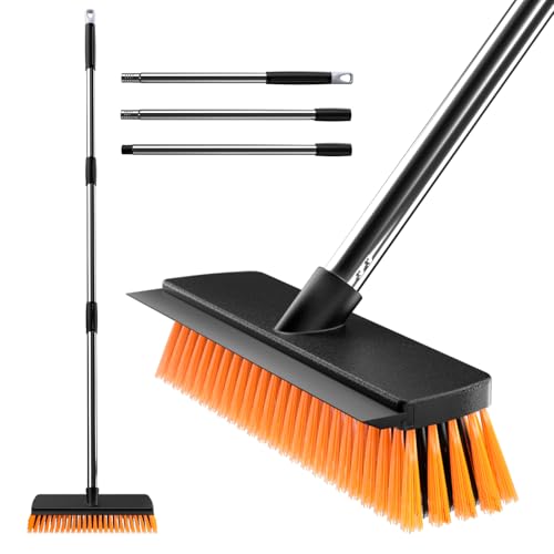 JiveSnip Balais de Jardinage Robuste avec Raclette en Caoutchouc – Balai D'extérieur pour Le Balayage des Terrasses, Allées, Patios et Jardins (26cm)