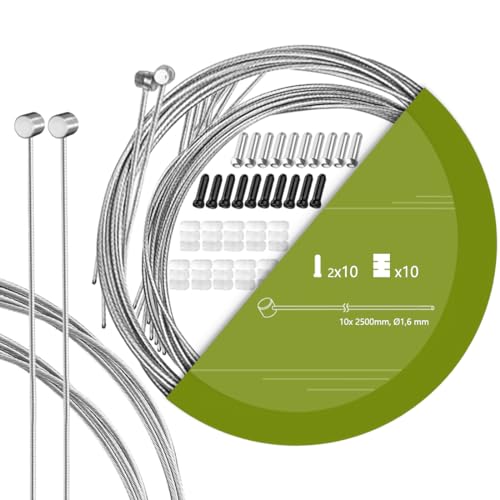 TAPKUA 10x Câble de Frein de Vélo, 2500mm Universel Câble de Frein Avant et Après Vélo Pour VTT, Vélo de Course, BMX, Vélos Pliants, etc